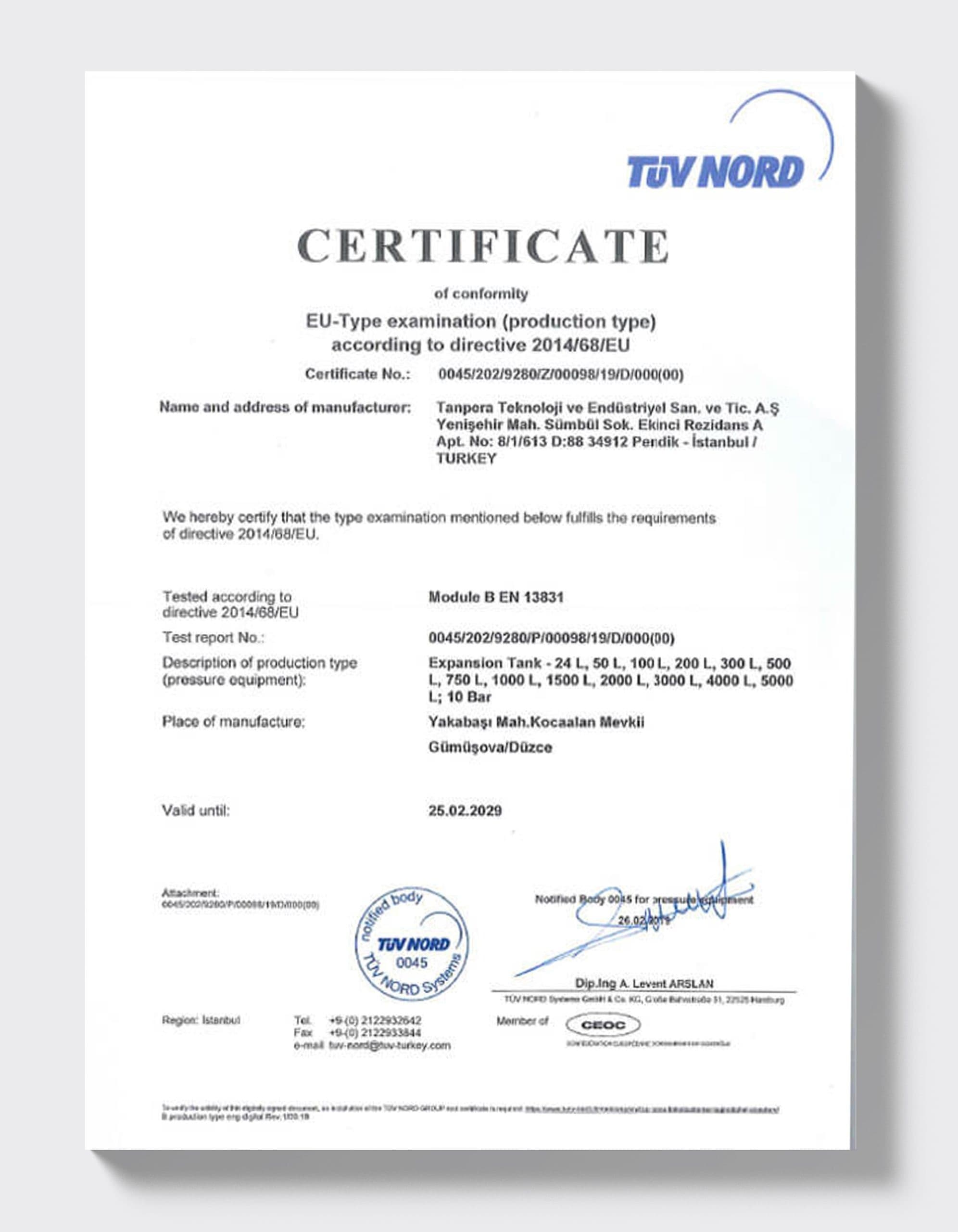 TÜV NORD — Расширительные баки модуль B