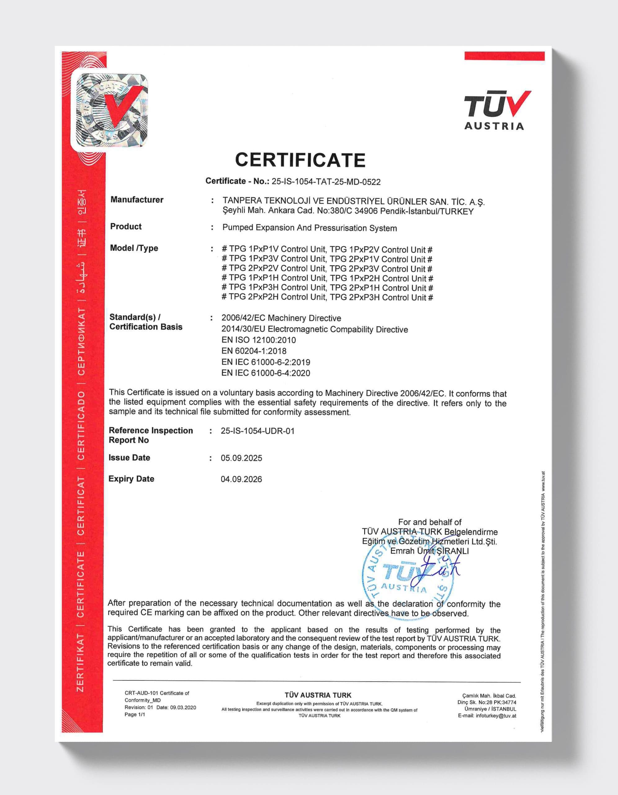 TÜV AUSTRIA — Насосная расширительная система (TPG)
